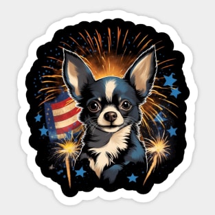 chihuahua firework 4th of July Sticker